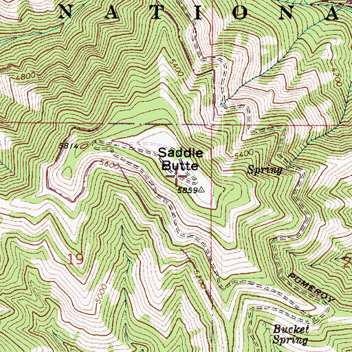Topographic Map of Saddle Butte, WA