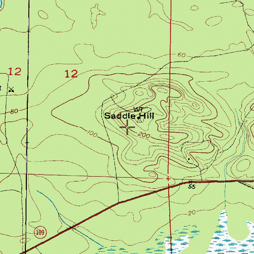 Topographic Map of Saddle Hill, WA