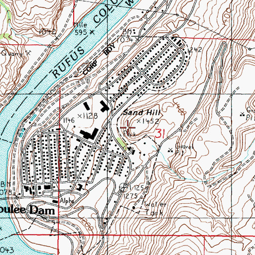 Topographic Map of Sand Hill, WA