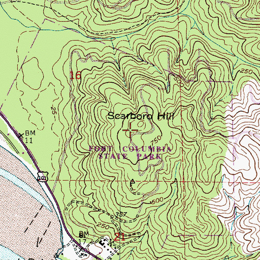 Topographic Map of Scarboro Hill, WA