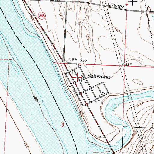 Topographic Map of Schwana, WA