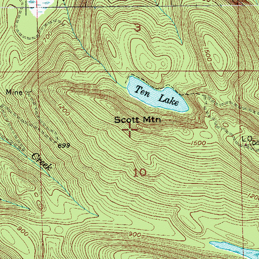 Topographic Map of Scott Mountain, WA