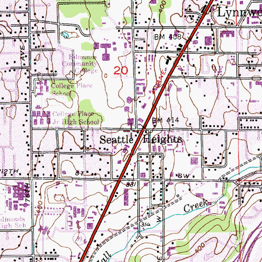 Topographic Map of Seattle Heights, WA