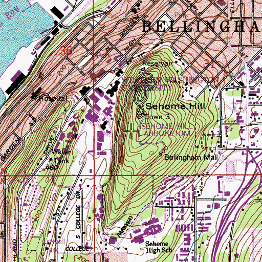 Topographic Map of Sehome Hill, WA