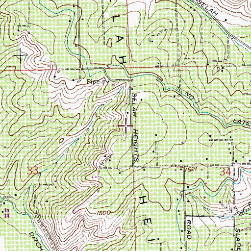 Topographic Map of Selah Heights, WA