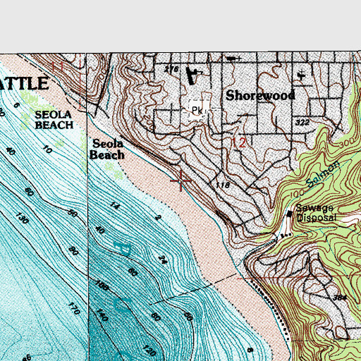 Topographic Map of Seola Beach, WA