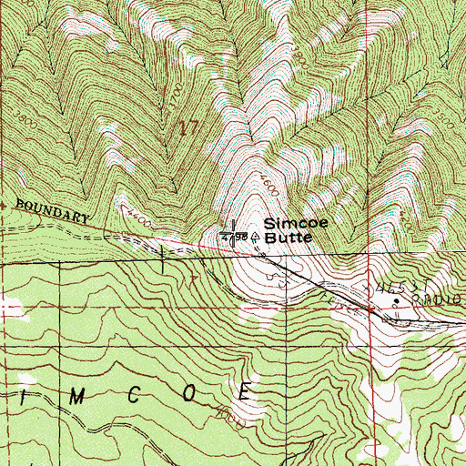 Topographic Map of Simcoe Butte, WA