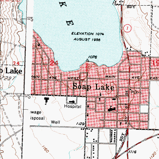 Topographic Map of Soap Lake, WA