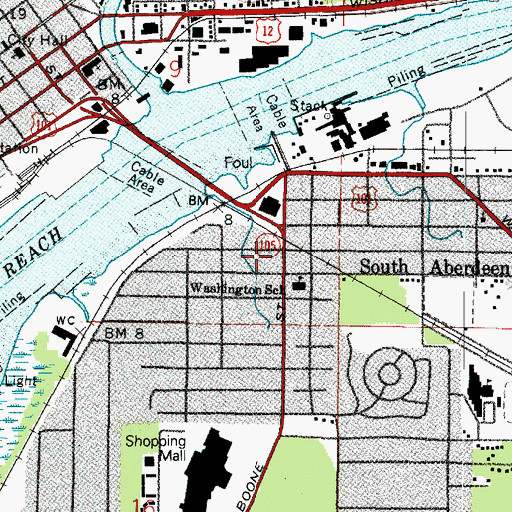 Topographic Map of South Aberdeen, WA