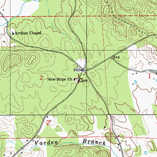 Topographic Map of New Hope Cemetery, AL