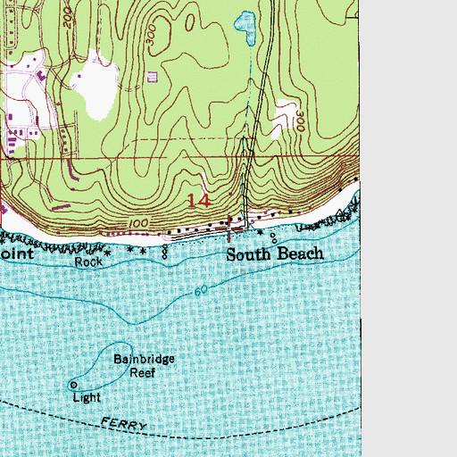 Topographic Map of South Beach, WA