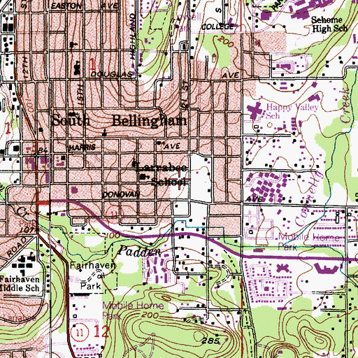Topographic Map of South Bellingham, WA