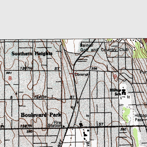 Topographic Map of Southern Heights, WA