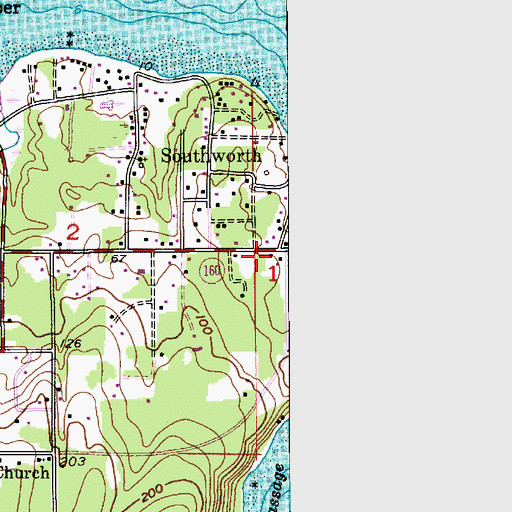 Topographic Map of Southworth, WA