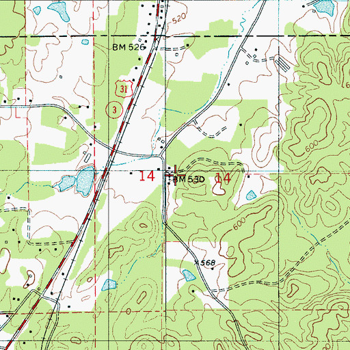 Topographic Map of Shiloh-Busby Cemetery, AL