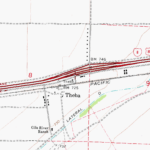 Topographic Map of Theba Elementary School, AZ
