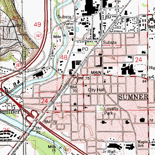 Topographic Map of Sumner, WA