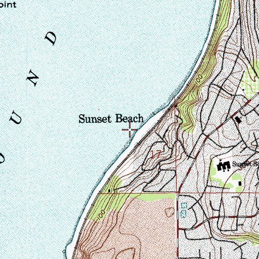 Topographic Map of Sunset Beach, WA