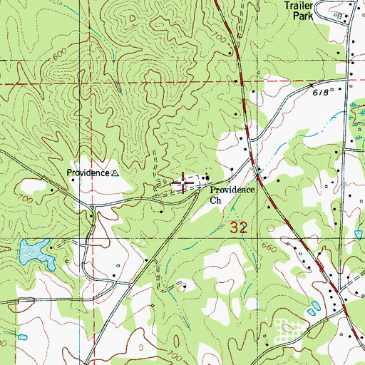 Topographic Map of Providence Cemetery, AL