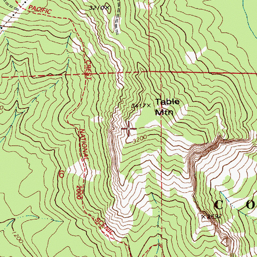 Topographic Map of Table Mountain, WA