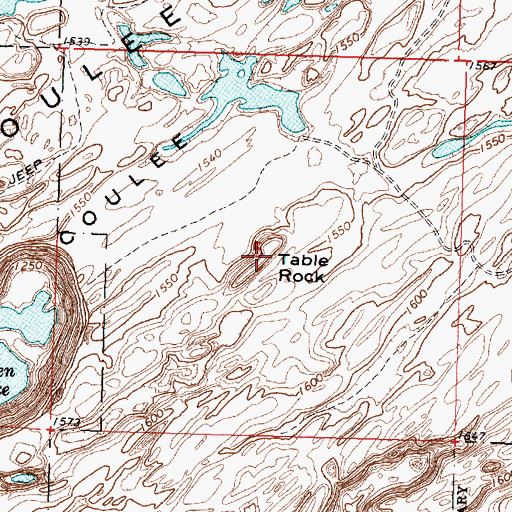Topographic Map of Table Rock, WA