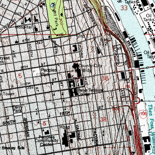 Topographic Map of Tacoma, WA