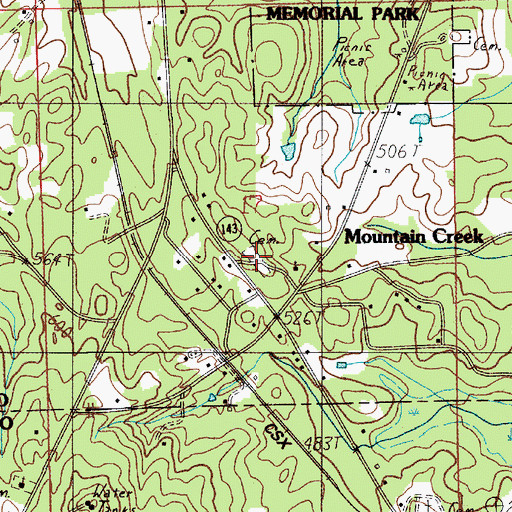 Topographic Map of Mountain Creek Cemetery, AL