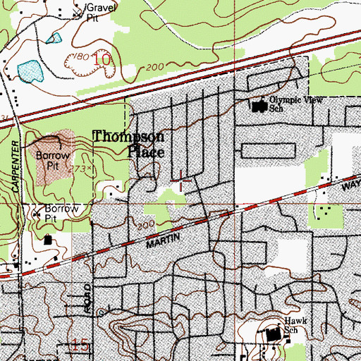 Topographic Map of Thompson Place, WA