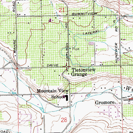 Topographic Map of Tietonview Grange, WA