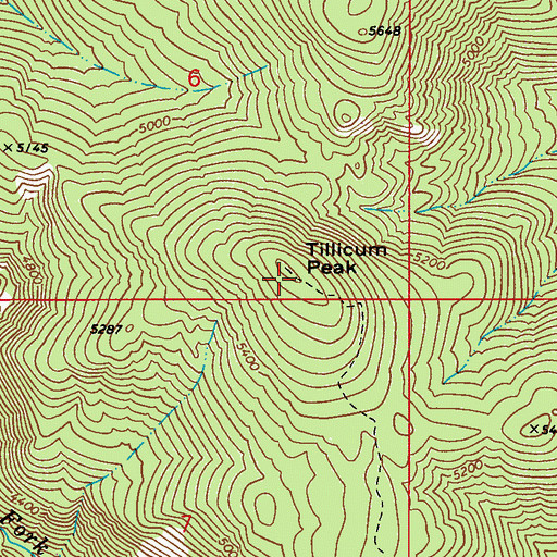 Topographic Map of Tillicum Peak, WA
