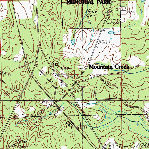 Topographic Map of Mountain Creek Baptist Church, AL