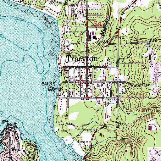 Topographic Map of Tracyton, WA
