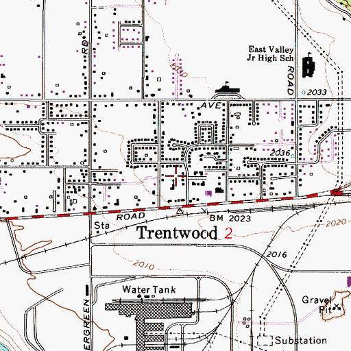Topographic Map of Trentwood, WA