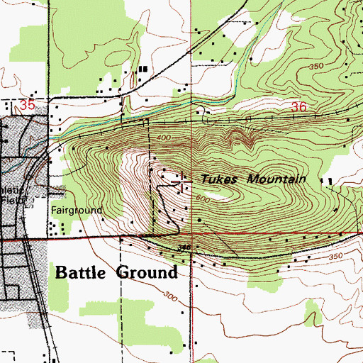 Topographic Map of Tukes Mountain, WA