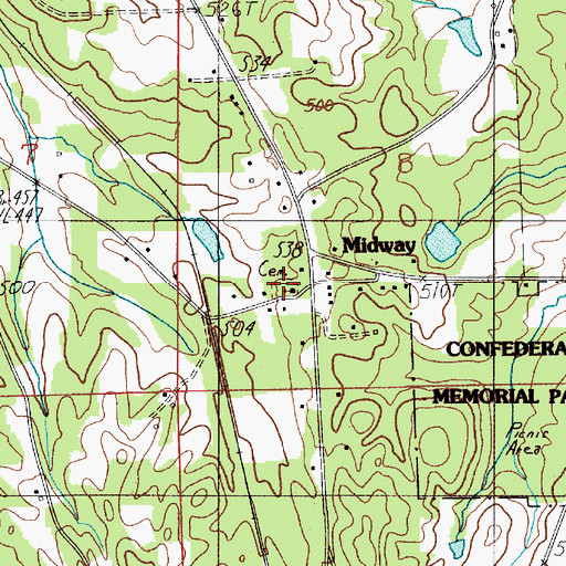 Topographic Map of Midway Cemetery, AL