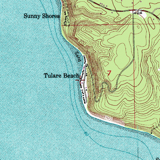 Topographic Map of Tulare Beach, WA