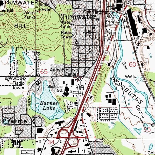 Topographic Map of Tumwater, WA