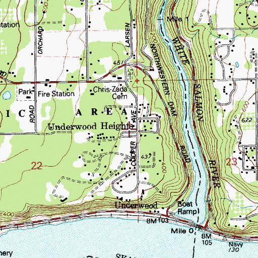 Topographic Map of Underwood Heights, WA