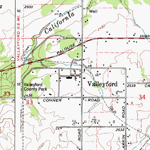Topographic Map of Valleyford, WA