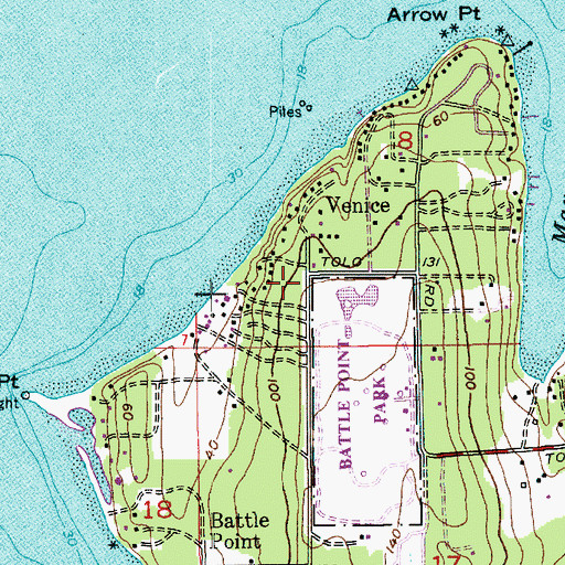 Topographic Map of Venice, WA