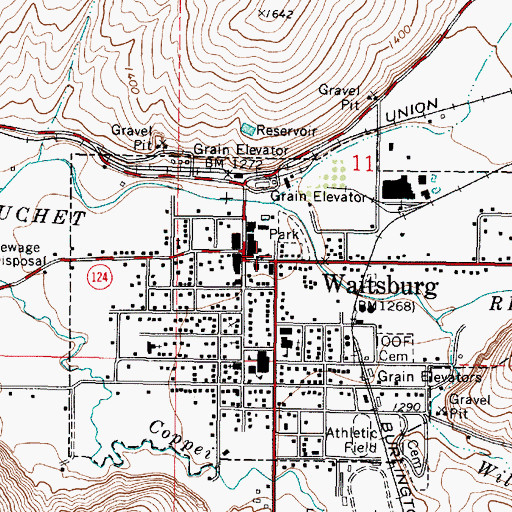 Topographic Map of Waitsburg, WA