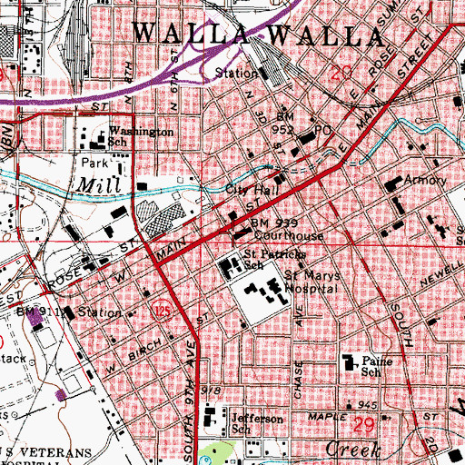 Topographic Map of Walla Walla, WA