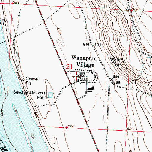Topographic Map of Wanapum Village, WA