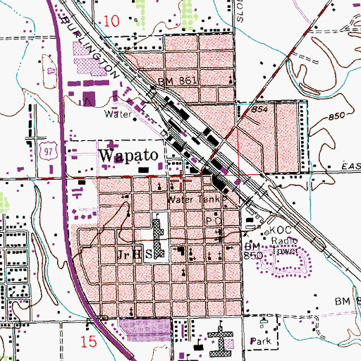 Topographic Map of Wapato, WA