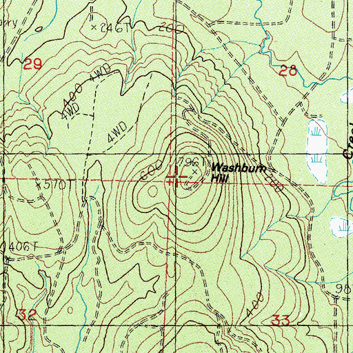 Topographic Map of Washburn Hill, WA