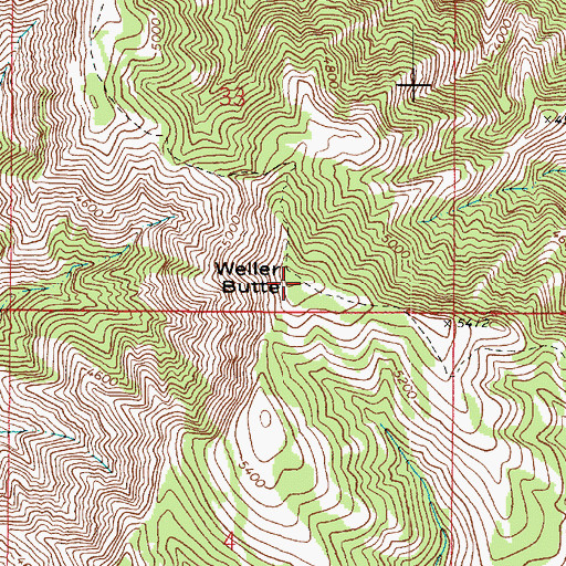 Topographic Map of Weller Butte, WA