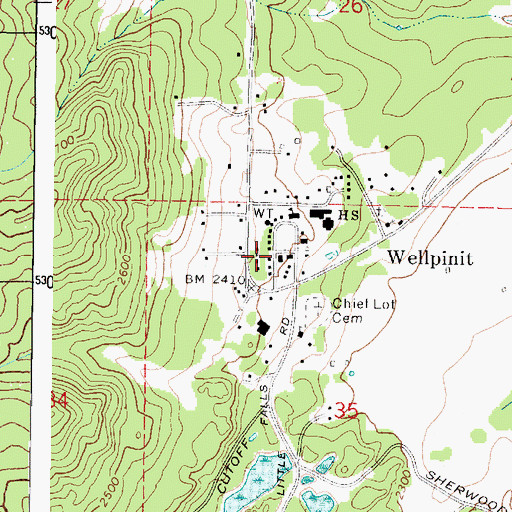 Topographic Map of Wellpinit, WA