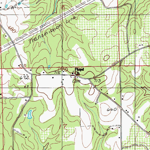 Topographic Map of Floyd Cemetery, AL