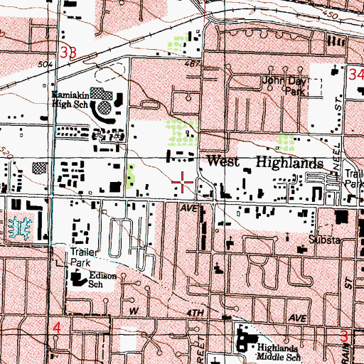 Topographic Map of West Highlands, WA