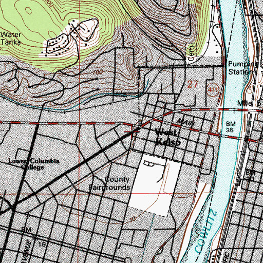 Topographic Map of West Kelso, WA